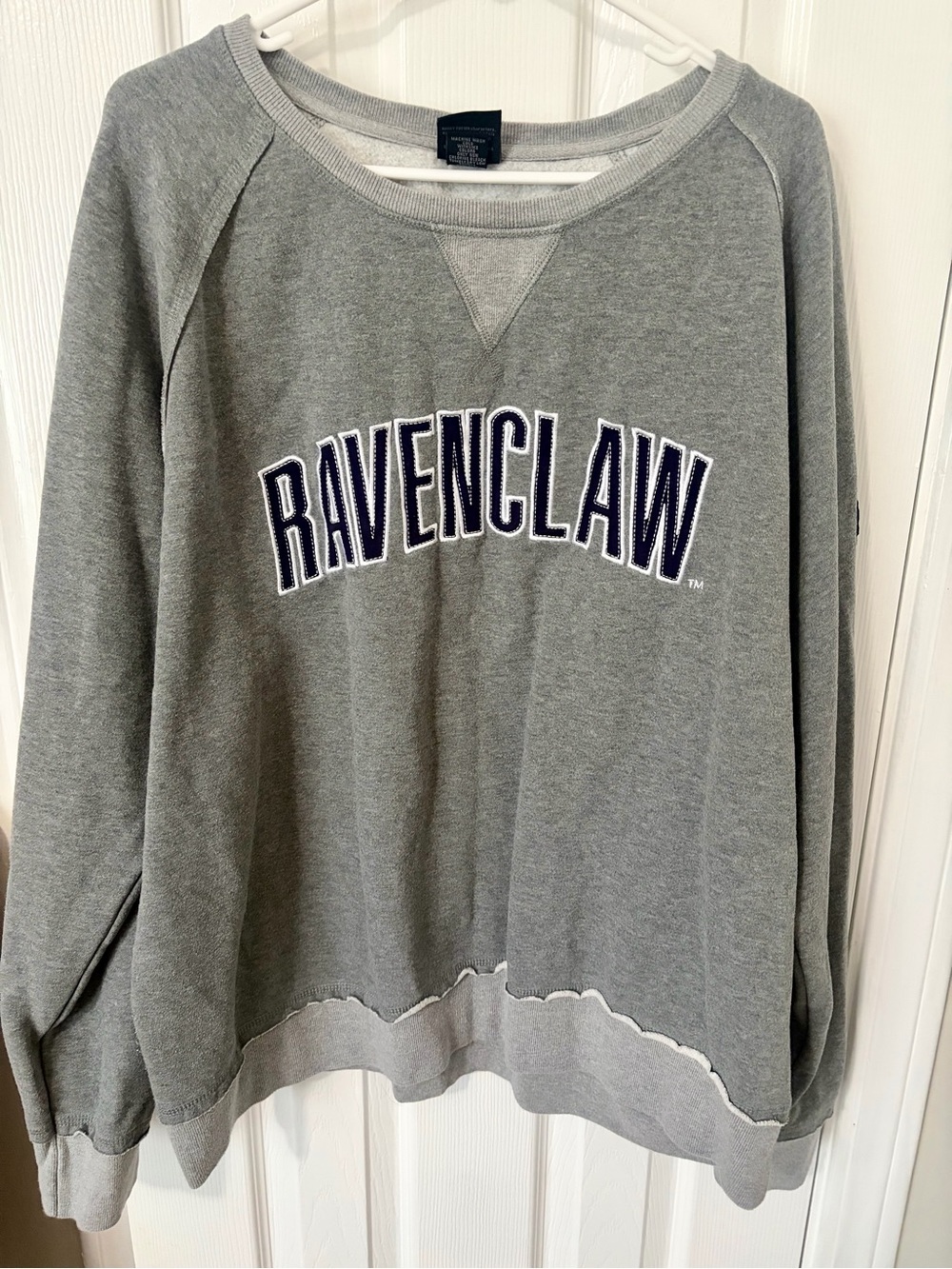 Universal Grey Crewneck Sweatshirt with Navy Ravenclaw Lettering